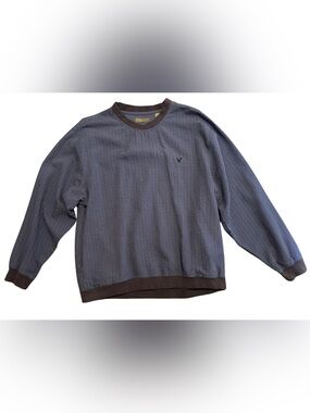 Lyle & Scott Y2K Windshirt Pullover XL Blue Plaid Rayon Blend Crewneck Jacket